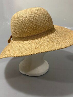 Marshall Fields Natural Straw Wide Brim Hat One Size 20 3/4" Vintage Italy Made